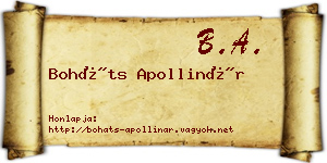 Boháts Apollinár névjegykártya